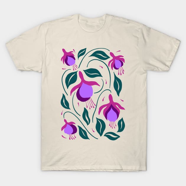 Fuchsia Flowers T-Shirt by JunkyDotCom